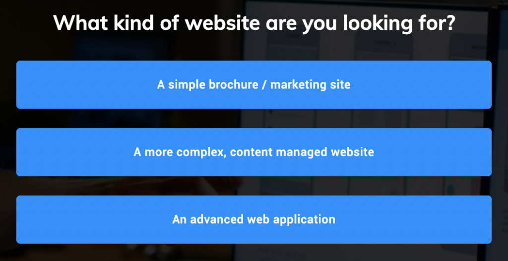 Screenshot: Full width, colour buttons with no icons
