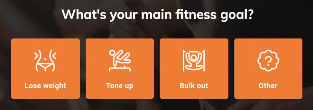 Screenshot: Large, square buttons with icons