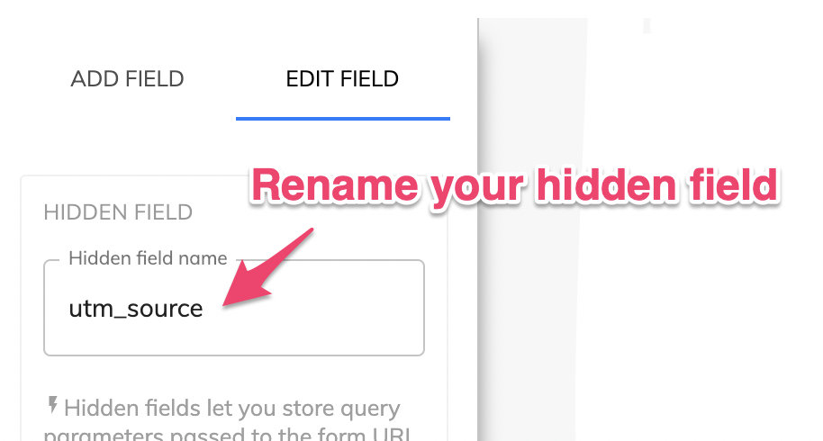 Screenshot: 2 – Choose a name for your hidden field
