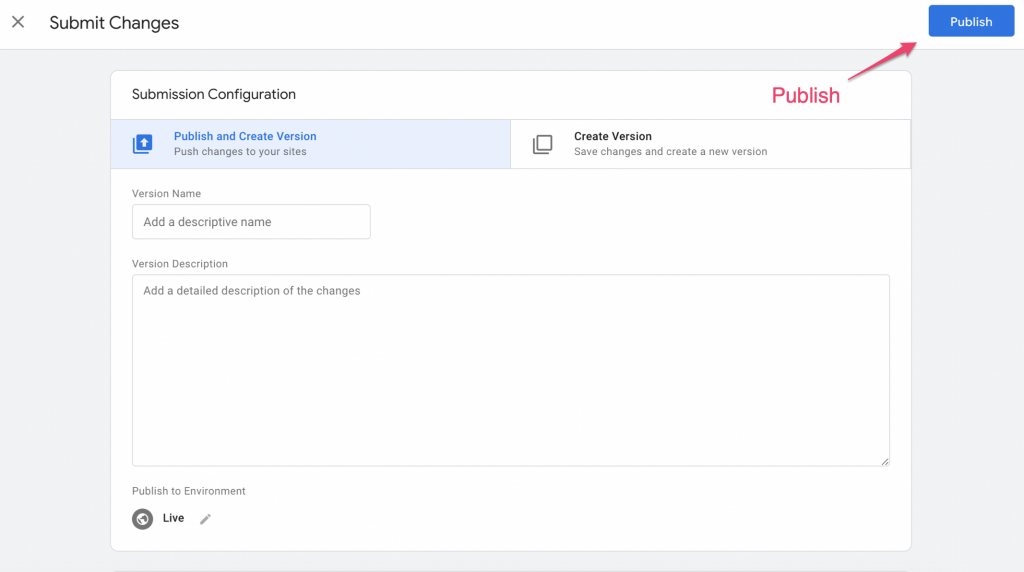 Screenshot: 4 – Publish your tag container