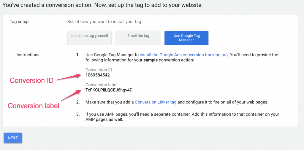 Screenshot: 2 – Get the conversion details from Google Ads