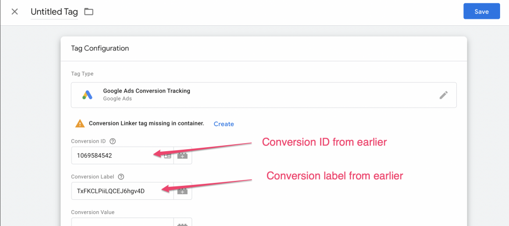 Screenshot: 3 – Create the tag in Google Tag Manager