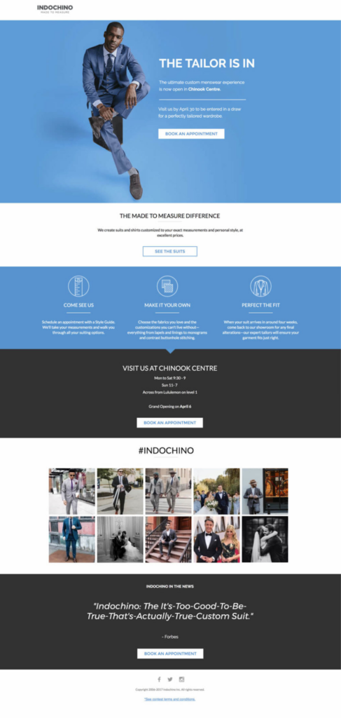 Screenshot: 7 – Indochino’s Custom Suit Landing Page
