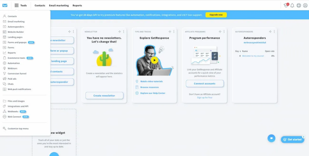 Screenshot: GetResponse