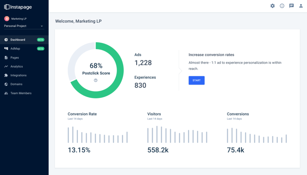 Screenshot: Instapage