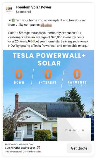 Screenshot: Generating Solar Leads Via Social Media