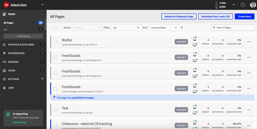 Capture d’écran : c. Ajouter le code de suivi GA4 / le script Google Analytics à Unbounce