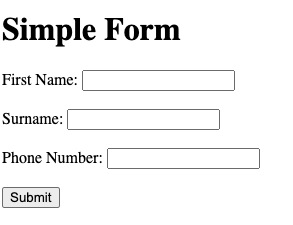 Screenshot: 3) Create a basic HTML form