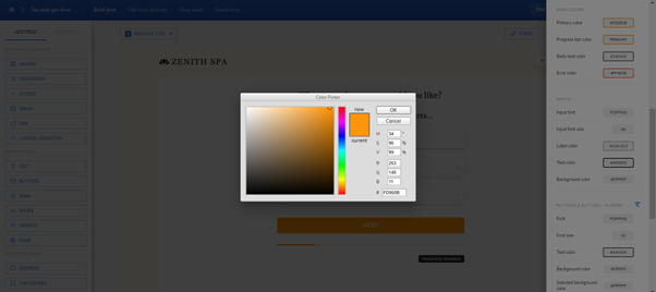 Screenshot: Passo 4: progettare l’aspetto del modulo