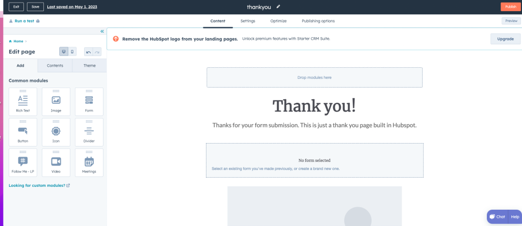 Die Erstellung einer Danksagungsseite in HubSpot ist genau wie die Erstellung jeder anderen Landing Page!