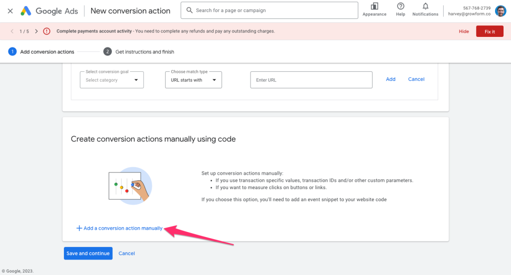 Screenshot: Step-by-step guide to tracking Google Ads conversions in Unbounce