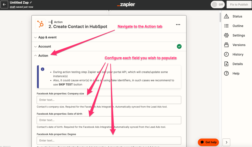 Screenshot: Step 6: Send your leads to HubSpot