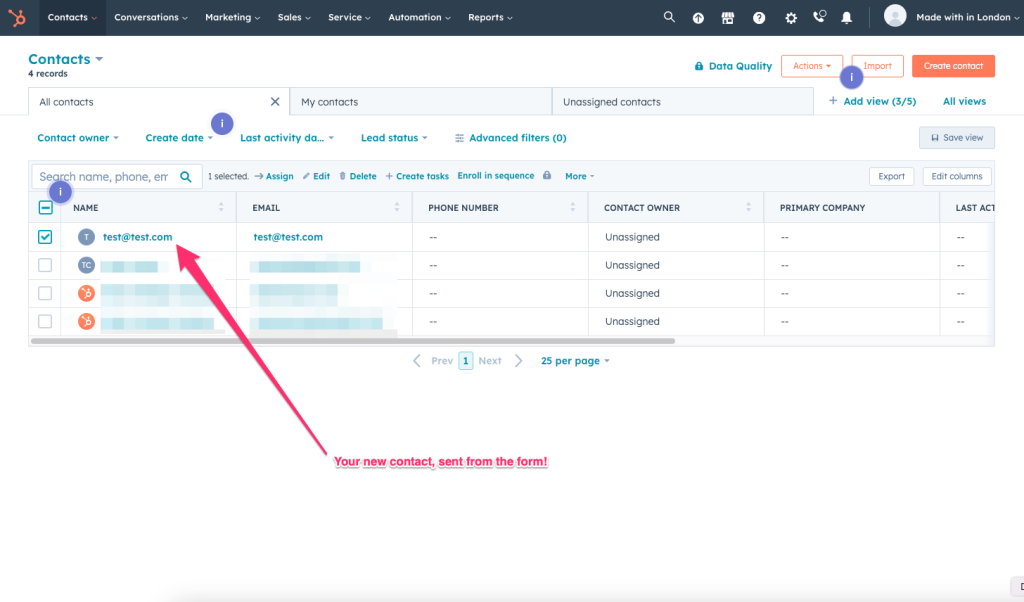 Screenshot: Step 6: Send your leads to HubSpot