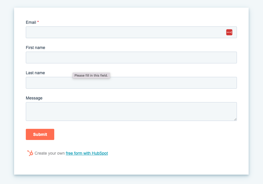 A simple HubSpot form