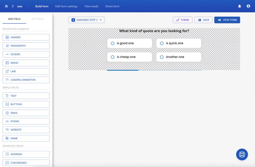A basic multi-step form in the Growform editor