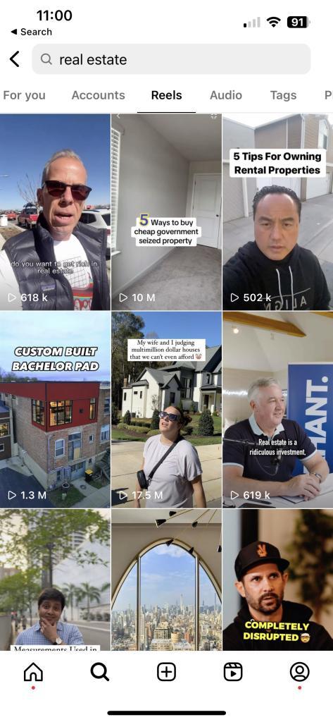 Alcuni filmati immobiliari su Instagram hanno milioni di visualizzazioni.