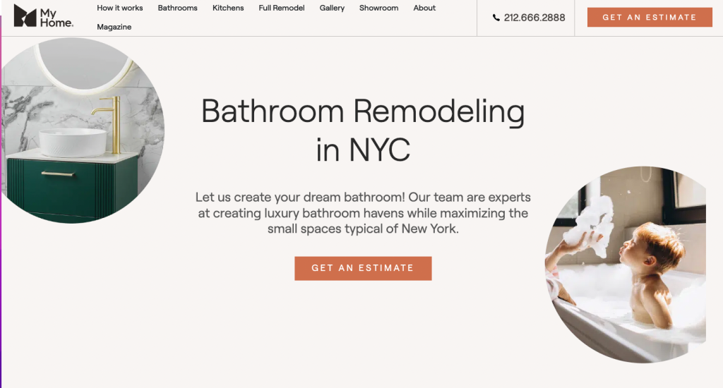 Diese Landing Page für die Umgestaltung von Badezimmern von My Home hat eine klare CTA und ist eindeutig relevant. Der…