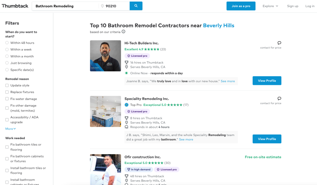 Thumbtack ist die erste Anlaufstelle für die Suche nach Tipps zur Umgestaltung von Badezimmern