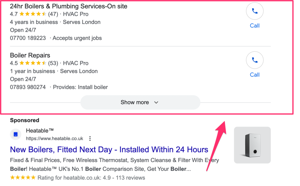 A well-optimized Google My Business result will bring placements like this!