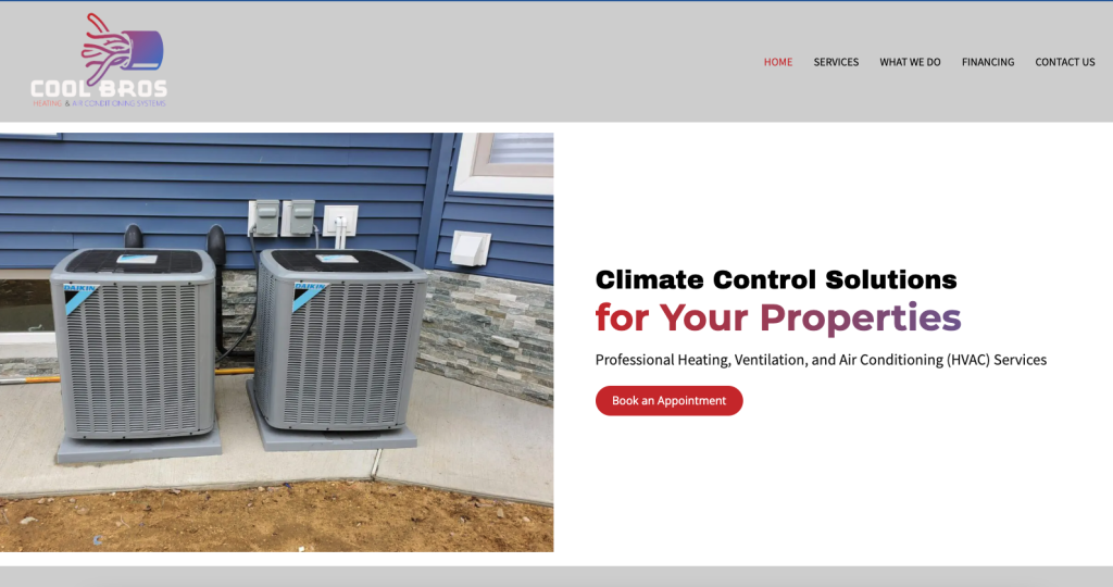 Diese Landing Page von Cool Bros hat eine klare CTA und Navigation.