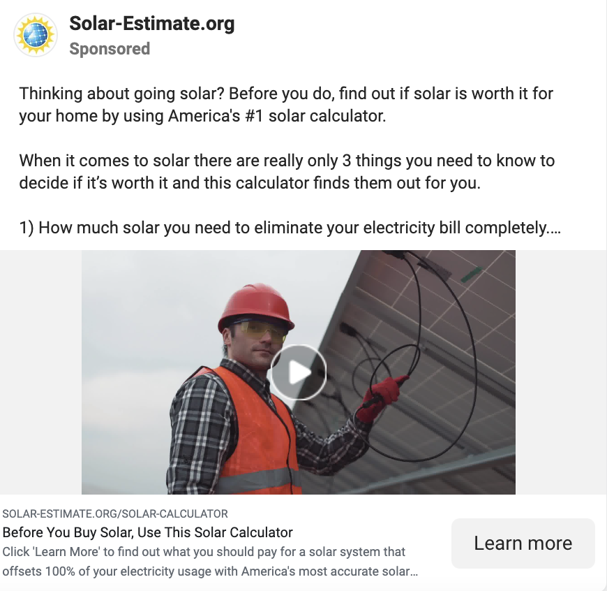 Este sencillo anuncio de energía solar anima al visitante a saber más sobre el ahorro y utiliza imágenes sencillas que…