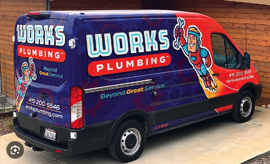 This smart livery advertises Works Plumbing nicely!