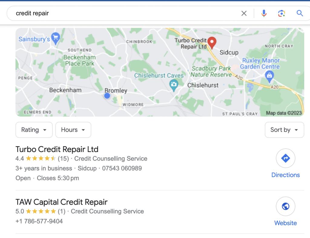 Ein gut optimiertes Google My Business-Profil führt zu Platzierungen wie dieser