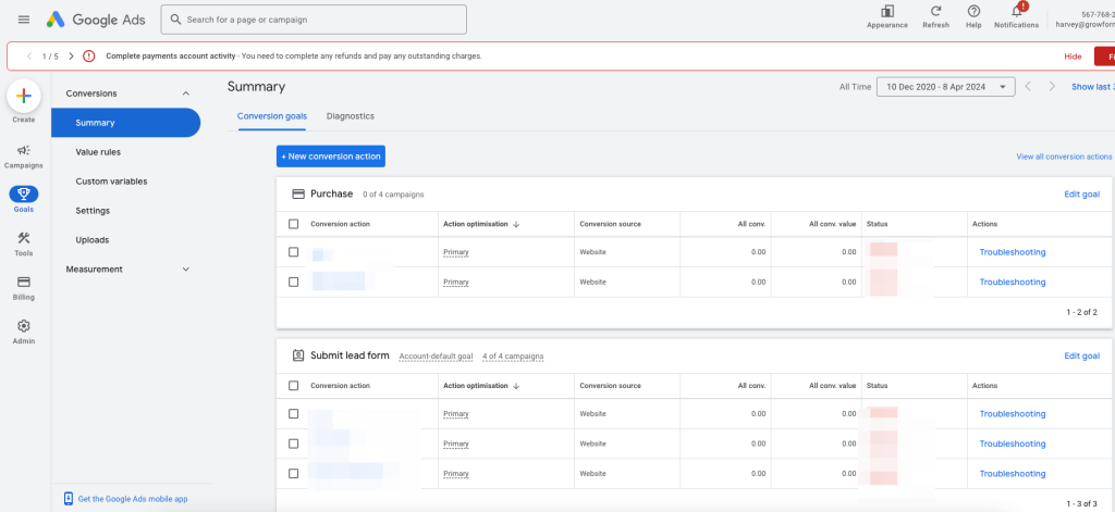 Screenshot: 1 – Take note of your Google Ads conversion ID and label
