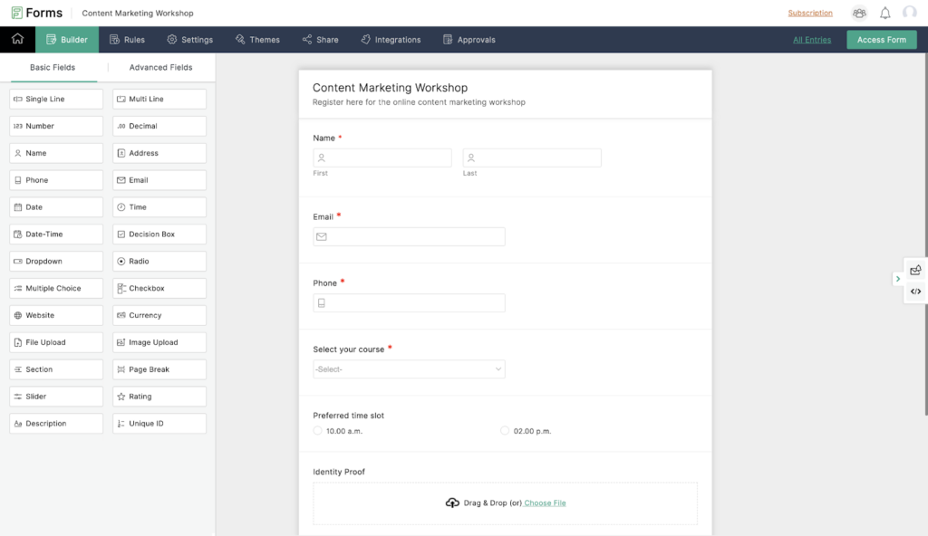 Screenshot: 6. Zoho Forms