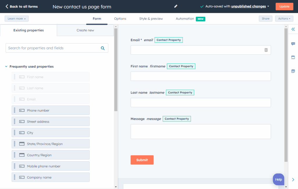 Screenshot: 11. HubSpot Forms