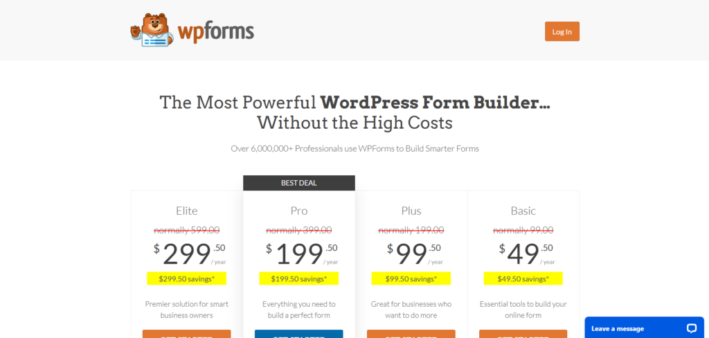 Screenshot: Pricing