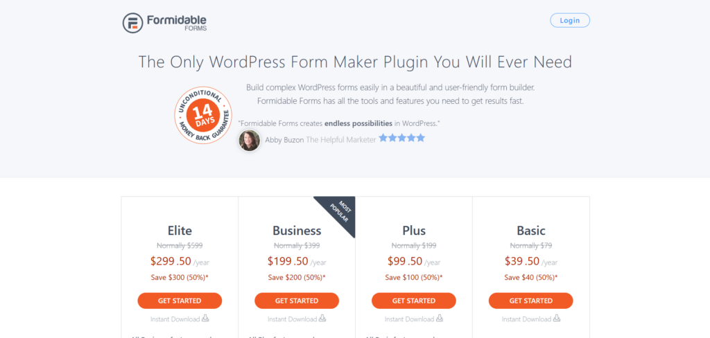 Screenshot: Pricing