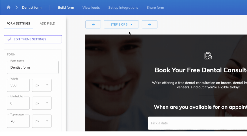 Screenshot: 3. Use a Conversion-Focused Form Builder