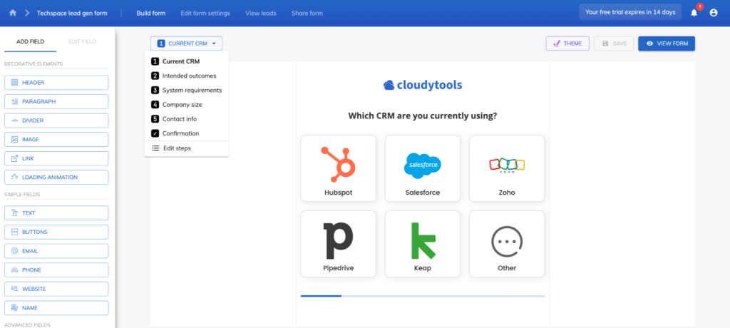 Screenshot: Step 3: Build or Edit Your Form