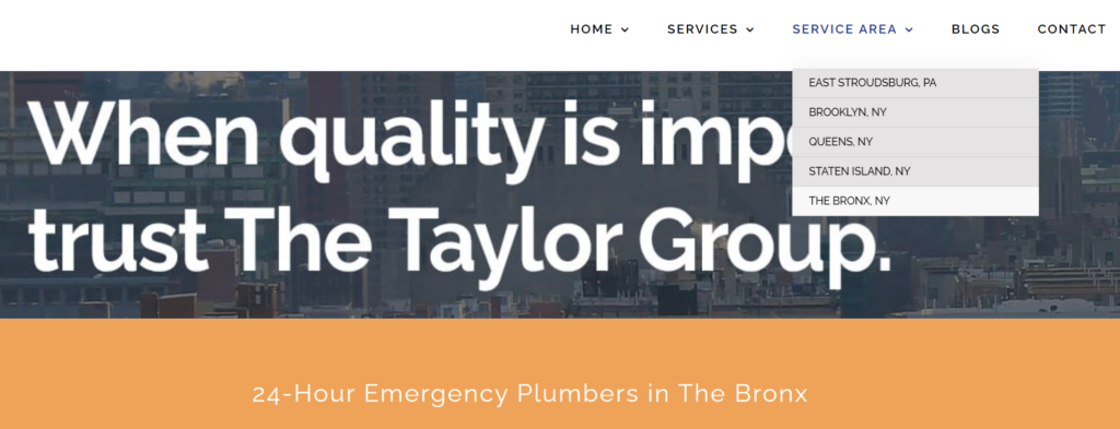 Screenshot: 1. Location-Specific Landing Pages