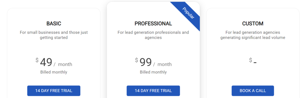 Screenshot: Pricing