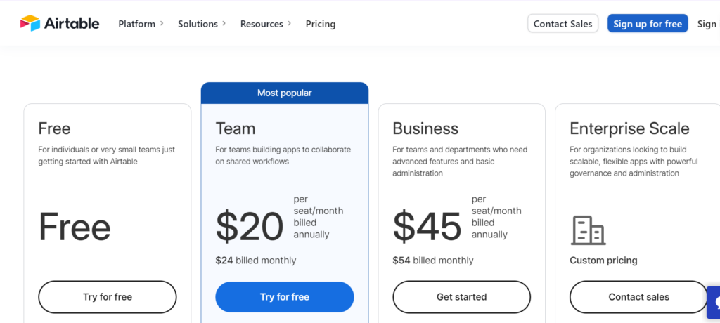 Screenshot: Pricing