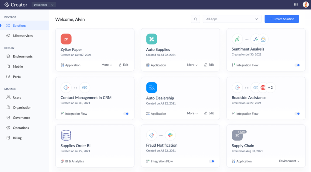 Screenshot: 7. Zoho Creator