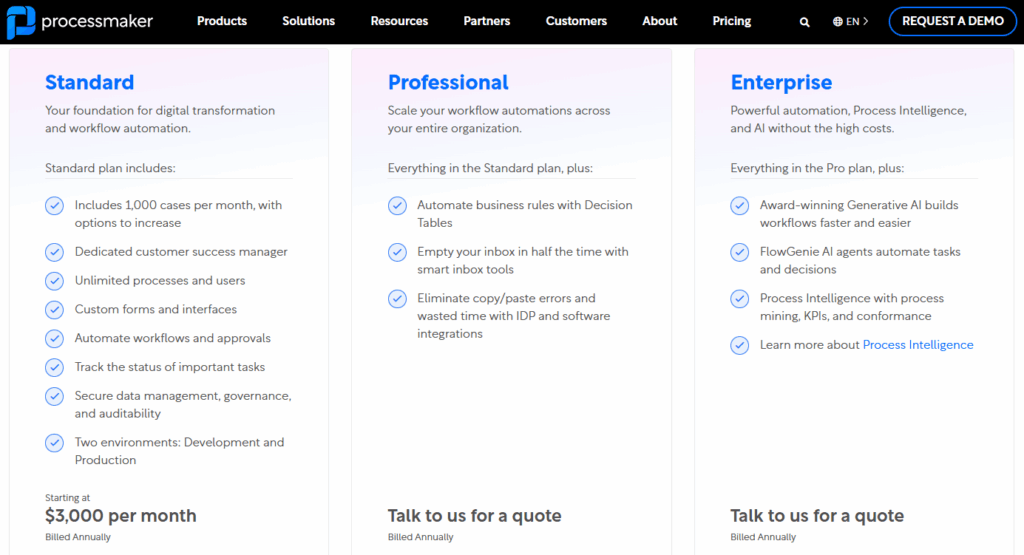 Screenshot: Pricing