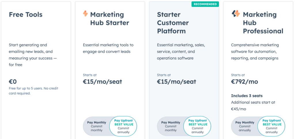 Screenshot: Pricing