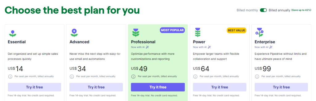 Screenshot: Pricing