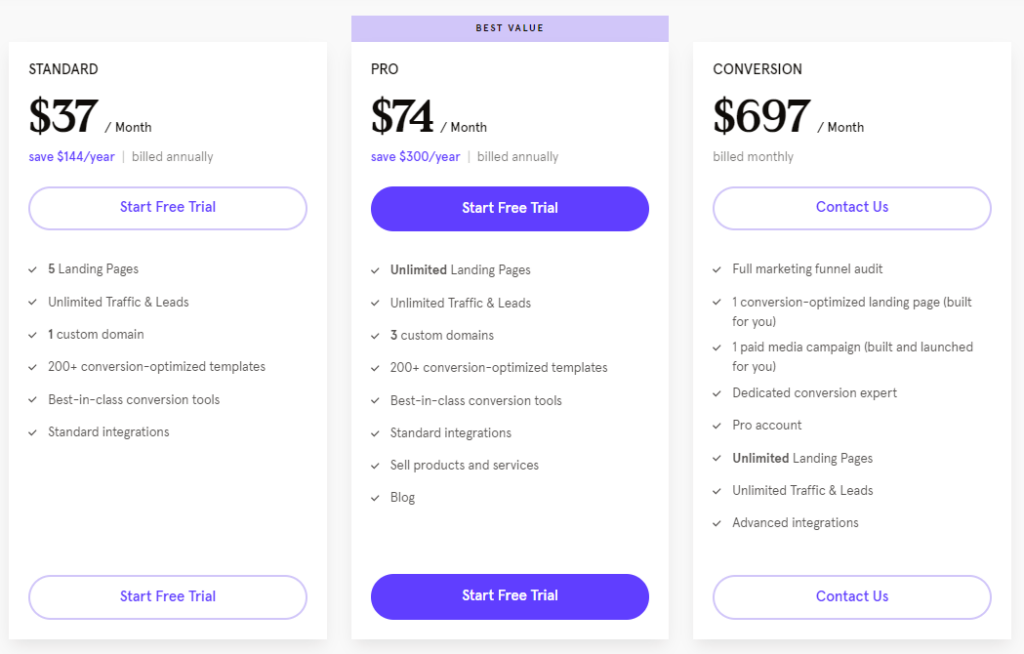 Screenshot: Pricing