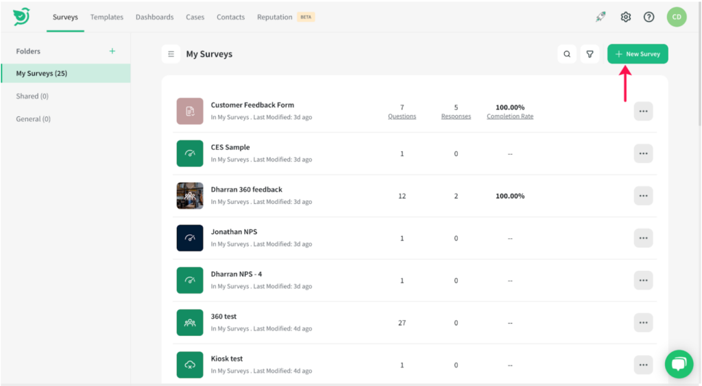 Screenshot: 2. SurveySparrow