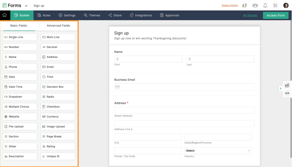 Screenshot: 3. Zoho Forms