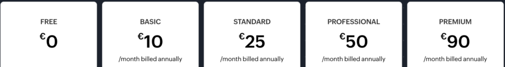 Screenshot: Pricing