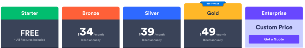 Screenshot: Pricing
