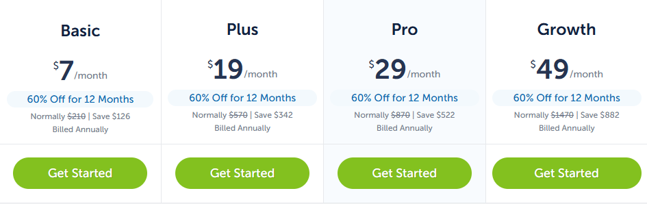Screenshot: Pricing