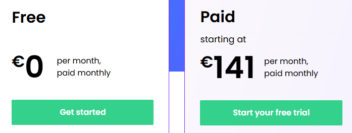Screenshot: Pricing