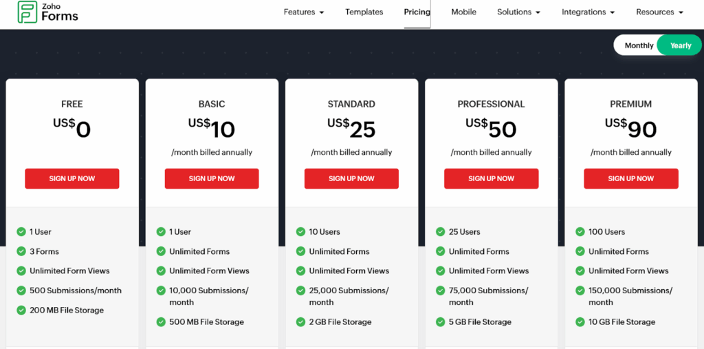 Captura de pantalla: Precios
