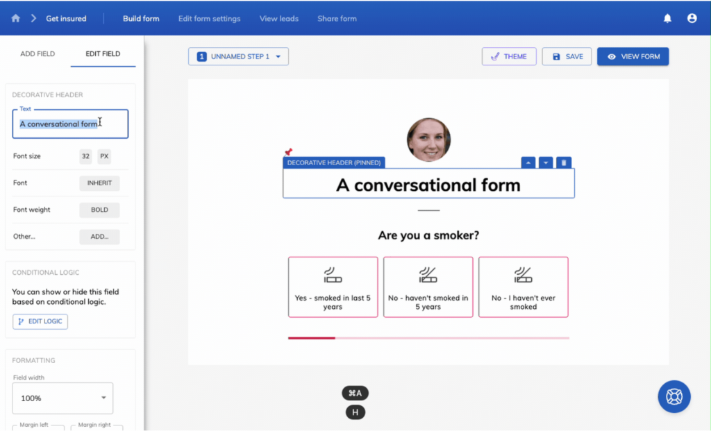 Screenshot: Use a Lead Capture Form